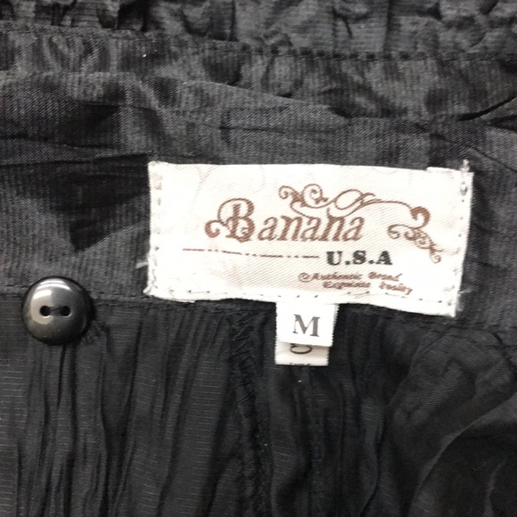 EUC Banana USA Black Wrinkle-look satin coat - Picture 5 of 6
